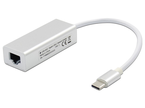 Adaptador BRobotix de USB-C (M) a RJ45 (H). Color Blanco.