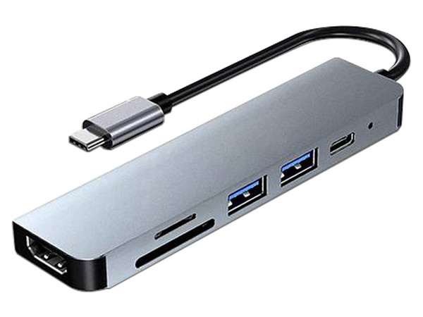 DockStation Hub D-BUGG 6 en 1 UB61 Urban Balance, USB Tipo C, USB 3.2 , HDMI 2.0, USB Tipo C, Ranura SD y MicroSD.