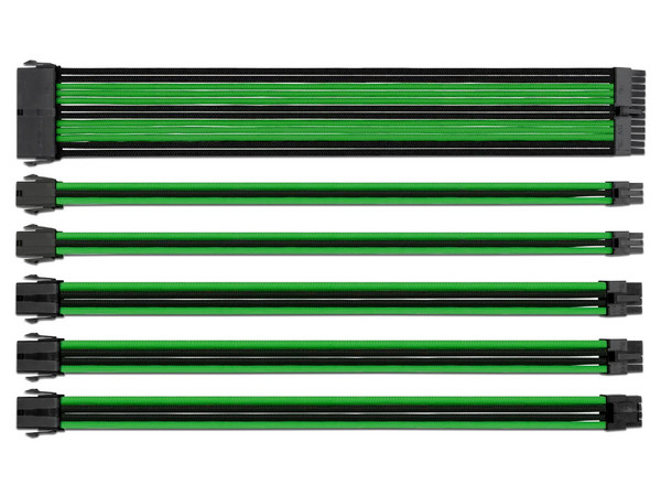 Kit de extensión Eagle Warrior de cable trenzado para fuente de poder. Color Verde.