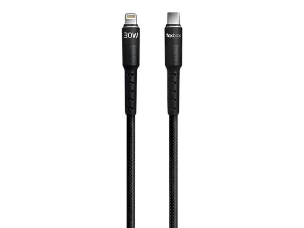Cable de Datos FoxBox Round Pro 8700-0004 USB Tipo C a Lightning (M-M), 30W, 1m. Color Negro.
