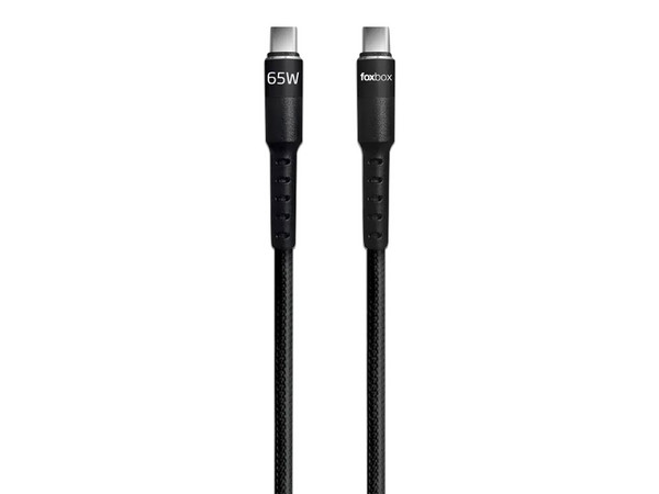 Cable de Datos FoxBox Round Pro 8700-0005 USB Tipo C (M-M), Nylon Flex, 2m. Color Negro.