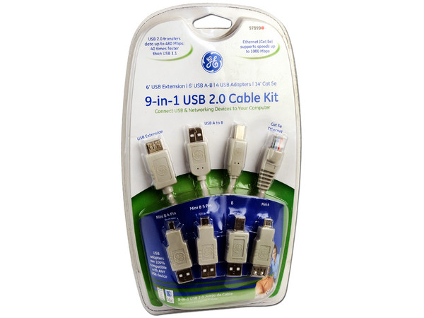 Kit de cables General Electric 9 en 1 USB 2.0 