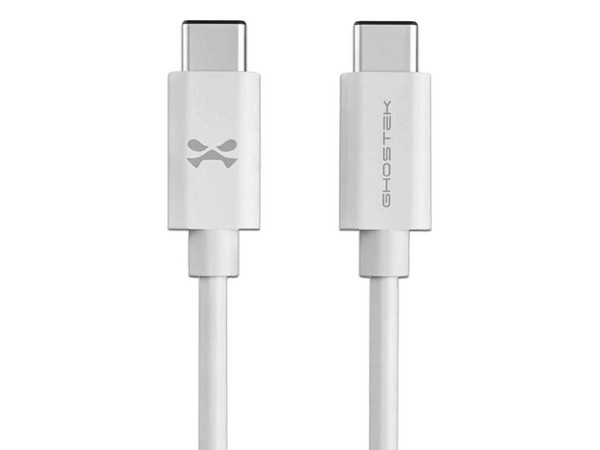 Cable Datos GHOSTEK USB-C a USB-C 2m 60W, Alta Velocidad, Blanco.