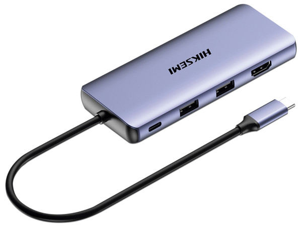 Hub Hikvision HS-HUB-DS11 11 en 1, USB C (M) a HDMI, 2 USB 3.0, 2 USB 2.0, VGA, SD, TF, 3.5mm, RJ-45, USB Tipo C (H), Color Gris.