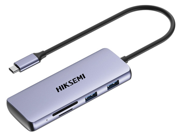 Hub USB-C Hiksemi. 8 en 1, Salida HDMI, USB 2.0, USB 3.0, SD, TF.