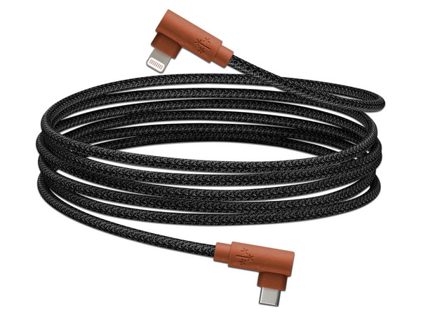 Cable de Datos Hune de USB-C a Lightning (M-M), Conector de 90 grados, 1.2m. Color Naranja.