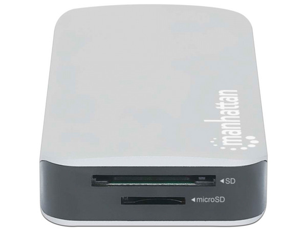 Docking Station 8 en 1 Manhattan con puertos de USB-C (Macho) a HDMI, USB Tipo C (Power Delivery), RJ-45, Tarjeta SD, MicroSD, 3.5mm y USB Tipo A (Hembras).