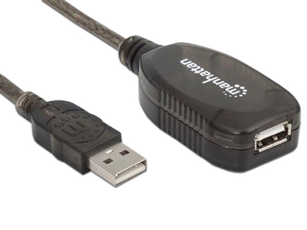 Extensión de cable Activa USB de Alta Velocidad, 20m. Color Negro.