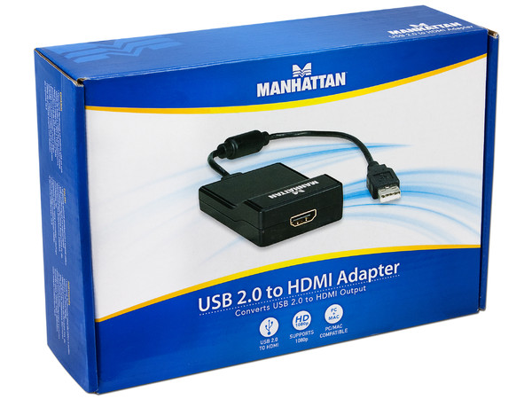 Adaptador de Video USB 2.0 a HDMI, soporta HD 1080p.