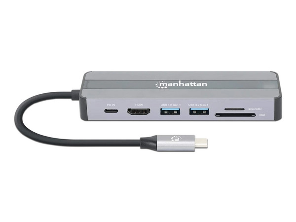 Docking Station Manhattan USB-C 7 Puertos, HDMI, Ethernet, USB-C.