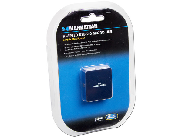 Micro Hub USB Manhattan de 4 Puertos (Convierte 1 puerto USB en 4).