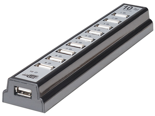 Hub USB Manhattan de 10 Puertos (Convierte 1 puerto USB en 10) con Adaptador CA.