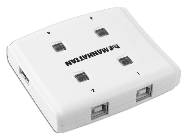 Switch Automático para Compartir Dispositivos USB de Alta Velocidad 2.0, 1 x 4 puertos, control dual
