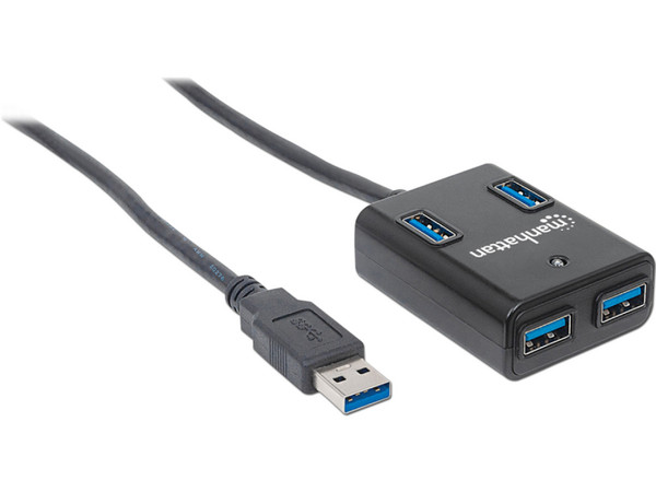 Hub Manhattan USB 3.0 Super Speed de 4 Puertos.