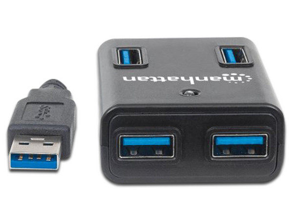 Hub USB 3.0 Manhattan 162302 de 4 puertos con adaptador de energía