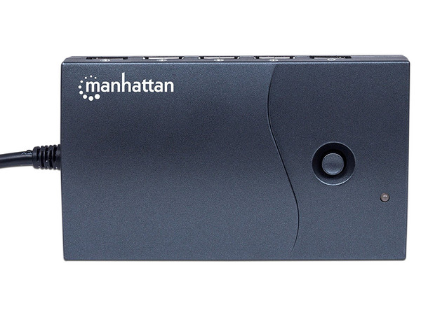HUB USB 2.0 de escritorio Manhattan con 13 puertos USB de alta velocidad, carga rapida de 2.4 A. Color negro.