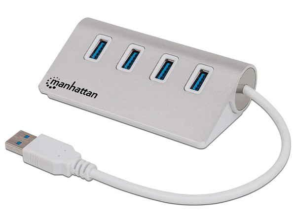 Adaptador Concentrador Hub USB 3.0 Super Speed para Laptop de 4 Puertos Salidas. Color Blanco.