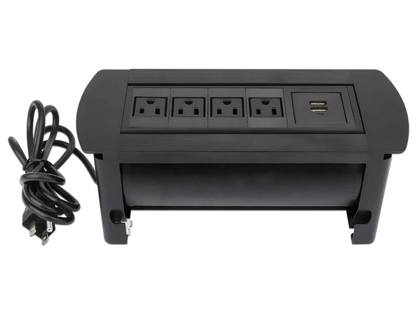 Caja de conexión para mesa Manhattan, con conectividad USB y cuatro tomas de corriente