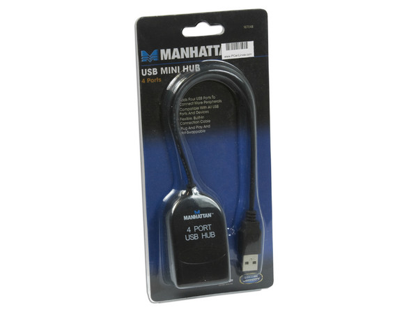 Mini Hub USB 1.1 Manhattan de 4 Puertos (Convierte 1 puerto USB en 4).             