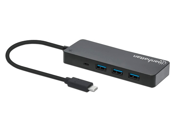 HUB USB Manhattan 168410, USB Tipo C a USB 3.2, USB Micro-B, Color Negro.