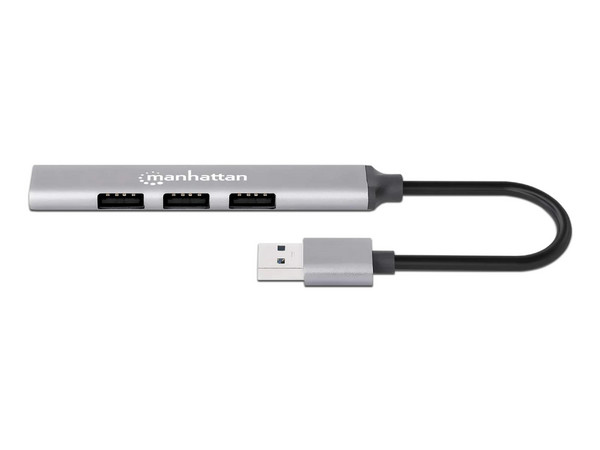 Hub Manhattan USB-A a 4 Puertos USB A, Color Gris.