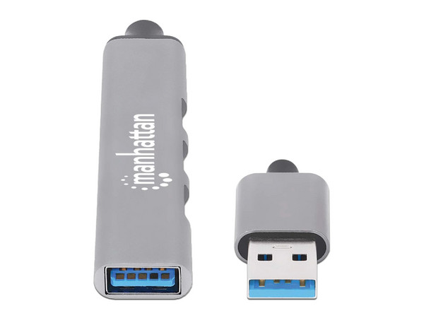 Hub Manhattan USB-A a 4 Puertos USB A, Color Gris.