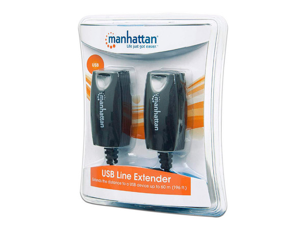 Extensión de Línea USB Manhattan 179300, USB 2.0, RJ45, hasta 60m. Color Negro.