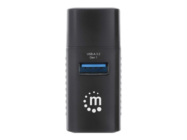 Hub USB Manhattan 180993 de USB-C a 1 puerto USB-A 3.2 Gen 1 y 2 puertos USB-A 2.0. Color Negro.