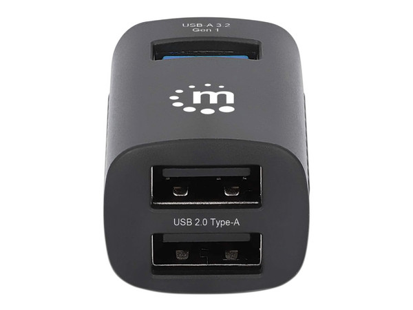 Hub USB Manhattan 180993 de USB-C a 1 puerto USB-A 3.2 Gen 1 y 2 puertos USB-A 2.0. Color Negro.