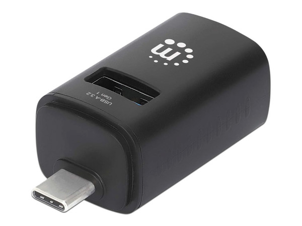 Hub USB Manhattan 180993 de USB-C a 1 puerto USB-A 3.2 Gen 1 y 2 puertos USB-A 2.0. Color Negro.