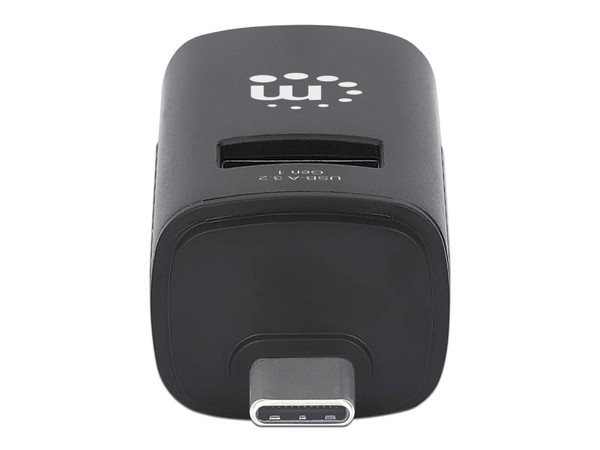 Hub USB Manhattan 180993 de USB-C a 1 puerto USB-A 3.2 Gen 1 y 2 puertos USB-A 2.0. Color Negro.