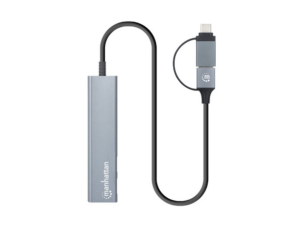 Hub Manhattan USB-C A USB-A, USB 3.1, Transferencia 5 Gbit/s.