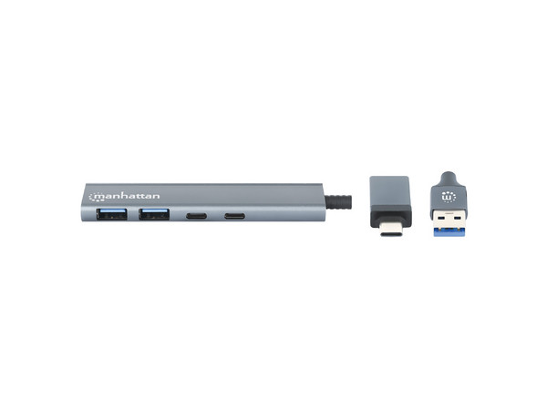 Hub Manhattan USB-C A USB-A, USB 3.1, Transferencia 5 Gbit/s.