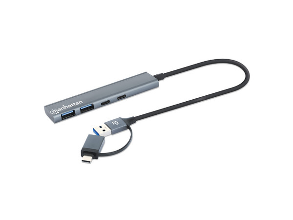 Hub Manhattan USB-C A USB-A, USB 3.1, Transferencia 5 Gbit/s.