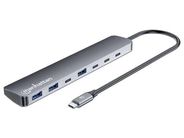 Hub MANHATTAN 181167 USB-C 3.2, con 3 Puertos USB-A y 3 Puertos USB-C con Power Delivery.