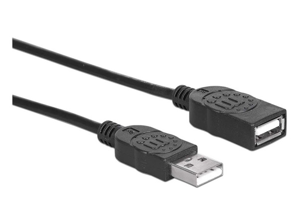 Cable USB Manhattan 308519, USB A a USB A (M-H), 1m, Color Negro.