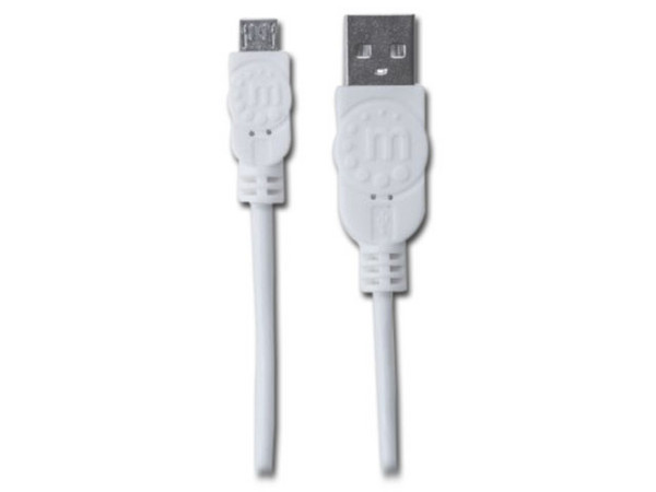 Cable Manhattan USB 2.0 Tipo A macho/Micro B macho de 1m. Color Blanco.