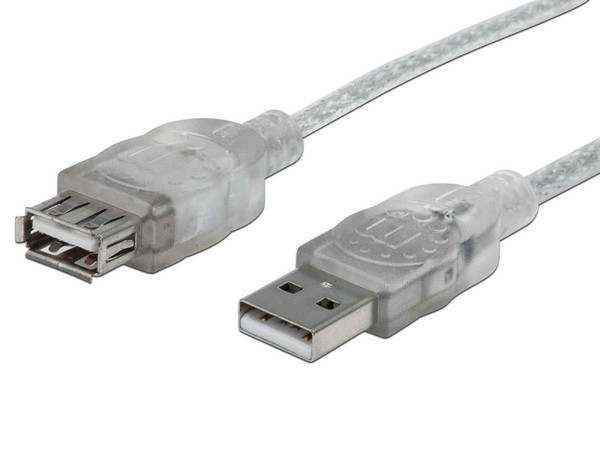 Extensión de cable Manhattan de USB A (M) a USB A (H), 3m.