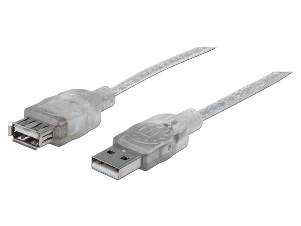 Extensión de cable USB 2.0 Manhattan de Macho a Hembra, 4.5m, Plateado.