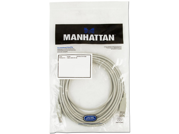 Cable Manhattan USB A macho/ B macho de 4.5 Mts. para Impresora y Escáner.