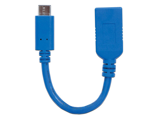 Cable Manhattan de USB-C (macho) a USB-A (hembra), 15cm. Color Azul.