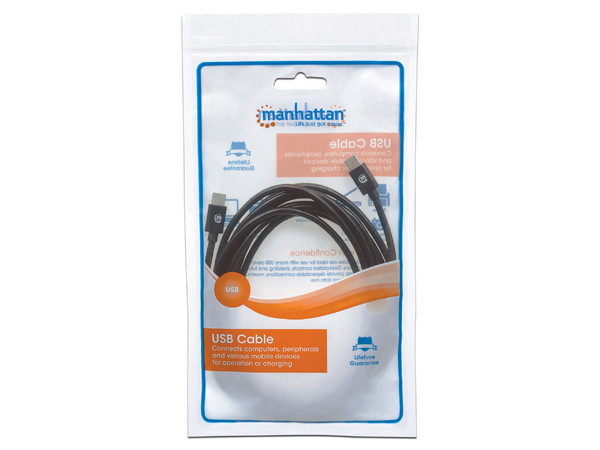 Cable Manchattan de USB-C a USB-C (M-M) de 3m. Color Negro.