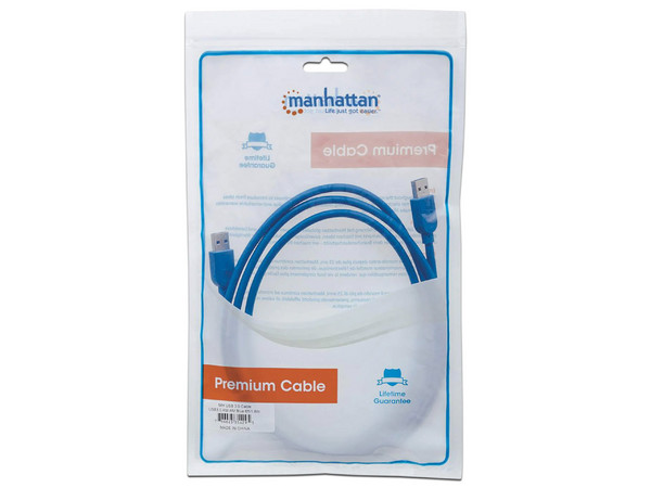 Cable USB MANHATTAN, V3.2, A-A, 1.8M, Azul 5 Gbps