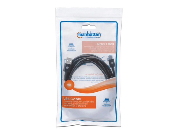 Cable USB Manhattan de USB-A a USB-C, 2m. Color negro.