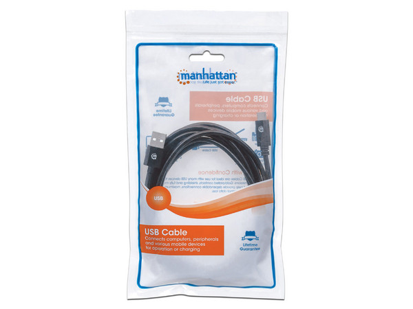 Cable USB Manhattan Conector USB 2.0 (M) a USB-C (M), 3m. Color Negro.