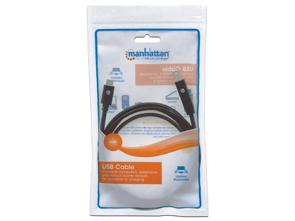 Cable USB Manhattan de USB-C (macho) a USB-B (macho), 2m. Color negro.