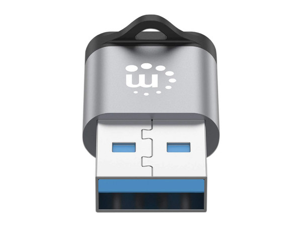 Adaptador Manhattan de USB 3.2 Gen 1 Tipo-A Macho a Tipo-C Hembra, 5 Gbps, 3A. Color Negro.