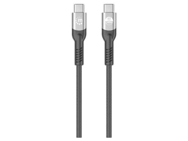 Cable  Manhattan 356374 de USB-C a USB-C (M-M), 1m,  Compatible con Thunderbolt 4, Color Negro.