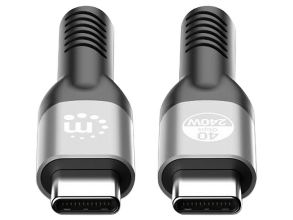 Cable  Manhattan 356374 de USB-C a USB-C (M-M), 1m,  Compatible con Thunderbolt 4, Color Negro.