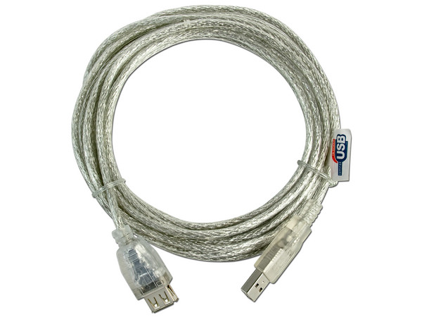 Extensión de cable USB de Alta Velocidad 2.0, A macho / A hembra, 4.5 m, Plata
